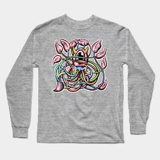 Cute Octopus Logo Illustration Cartoon Character Lil Pink Long Sleeve T-Shirt